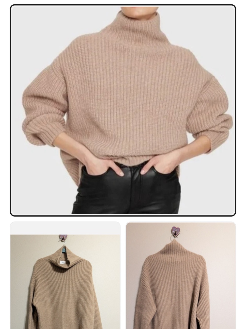 ANINE BING | Sydney Crew Sweater in Beige - SMALL - NEW